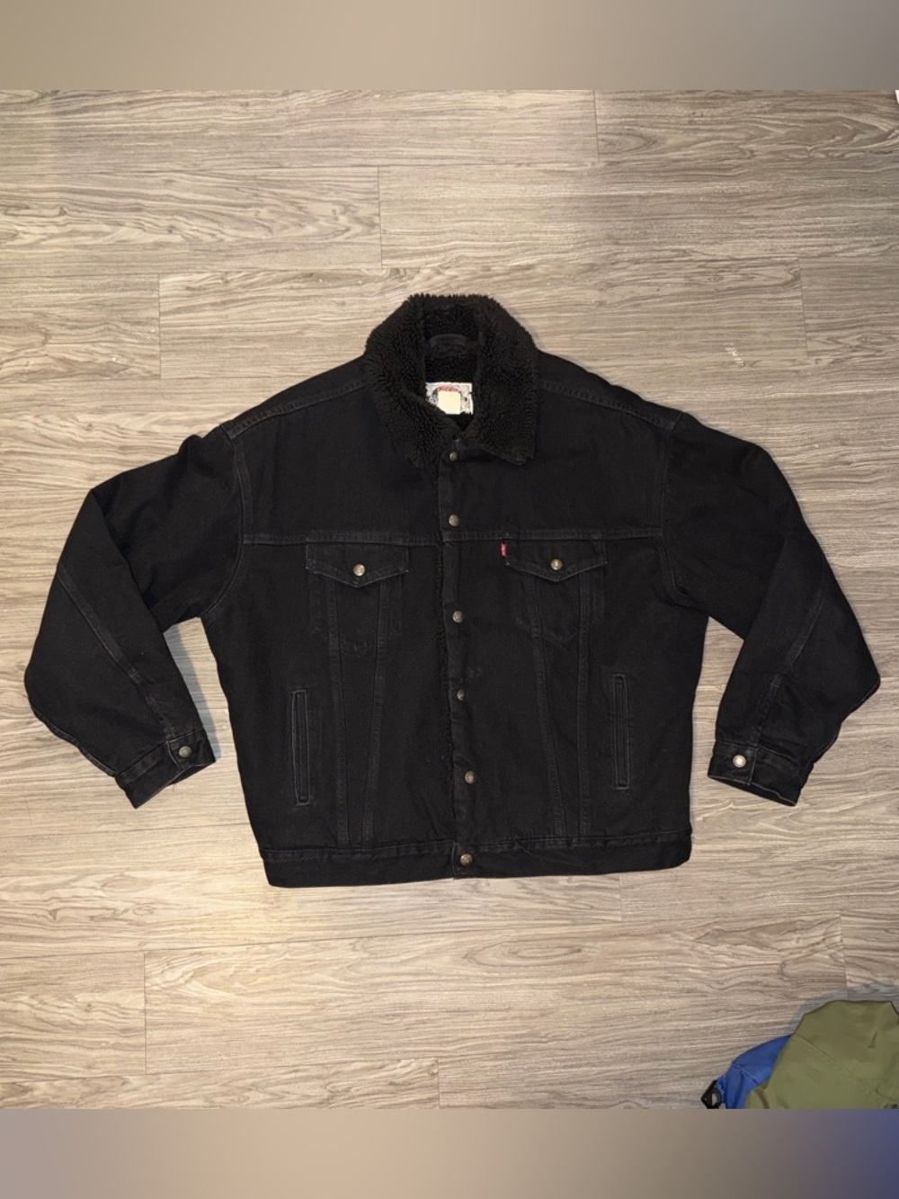 Vintage Levis Jacket Mens XL Black Denim Trucker Sherpa Lined Type 3 Heavy 1993